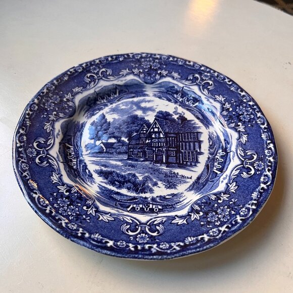 Grindley Staffordshire England Blue English Country Inns "The Bears Head" Plate - Picture 8 of 9